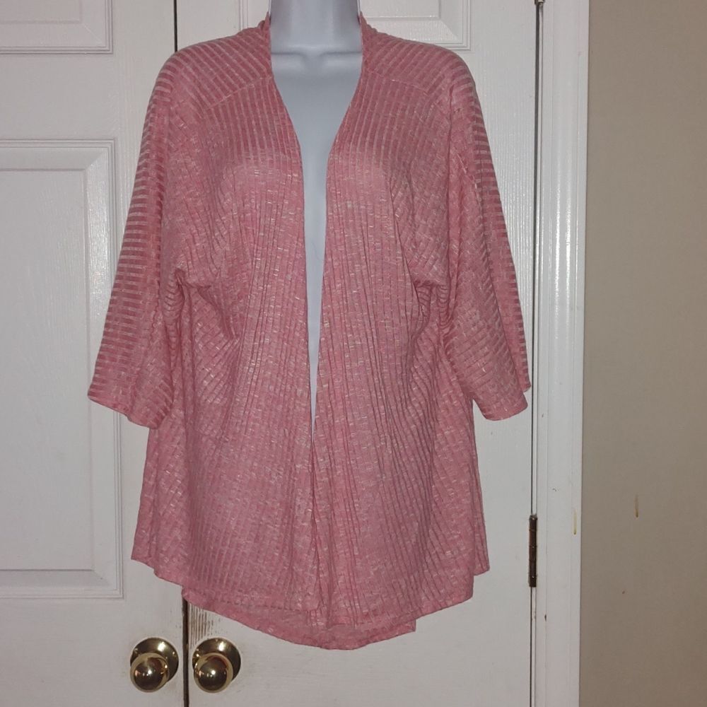 LulaRoe kimono open front cardigan coverup pale rose color blend with white Sz S